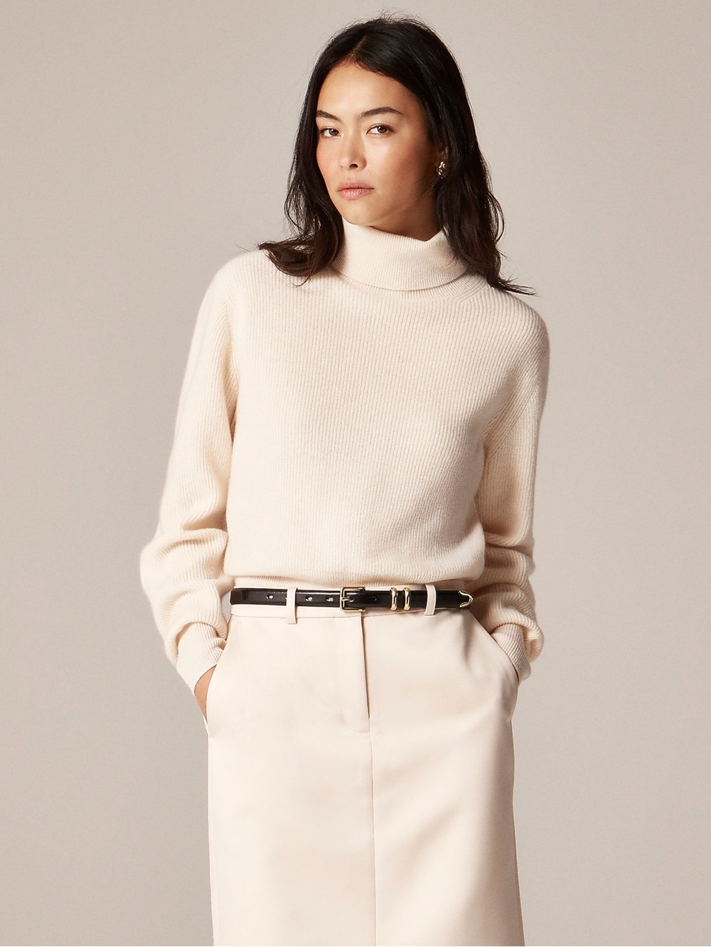 J Crew 100% Cashmere Turtleneck Ribbed Sweater Size S NEW Quiet Luxury